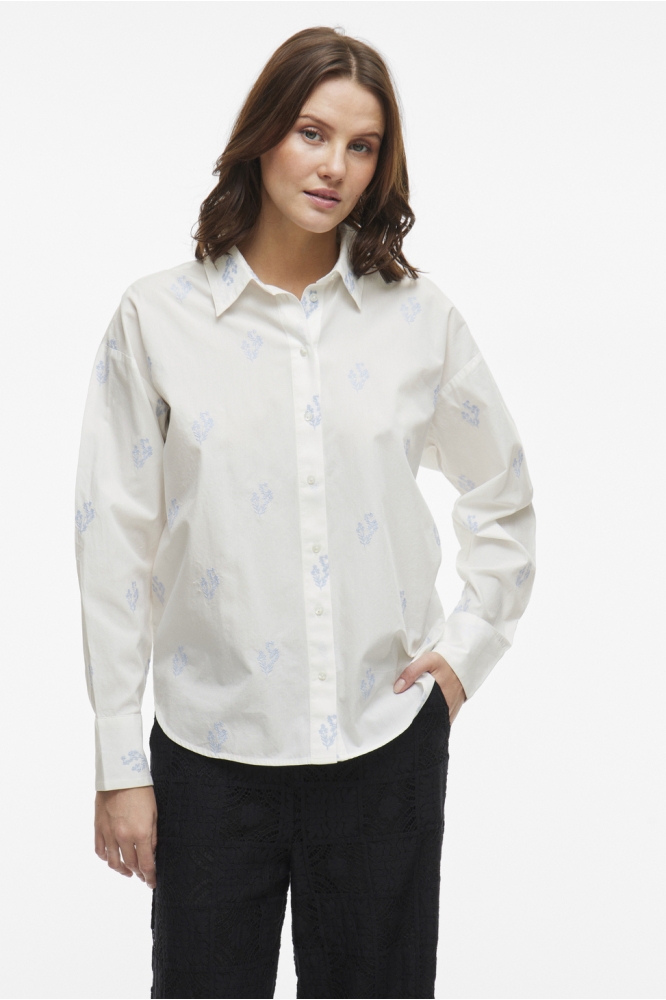 VIHOLMA EMBRODIERY L/S LOOSE SHIRT 14105433 SNOW WHITE/KENTUCKY
